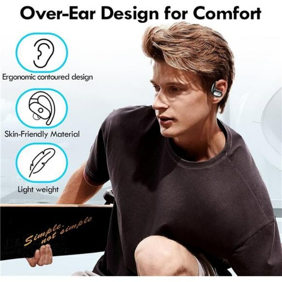 Wireless Earbuds Over Ear Hooks 60H Playtime Bluetooth 5.3 Workout Headphones - Picture 3 of 7